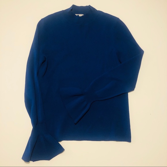 H&M | Blue High Neck Long Sleeve Shirt - Picture 7 of 10